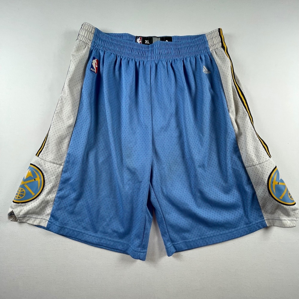 Adidas Denver Nuggets NBA Basketball Shorts Mens XL Blue White 9977A 08 Flaw